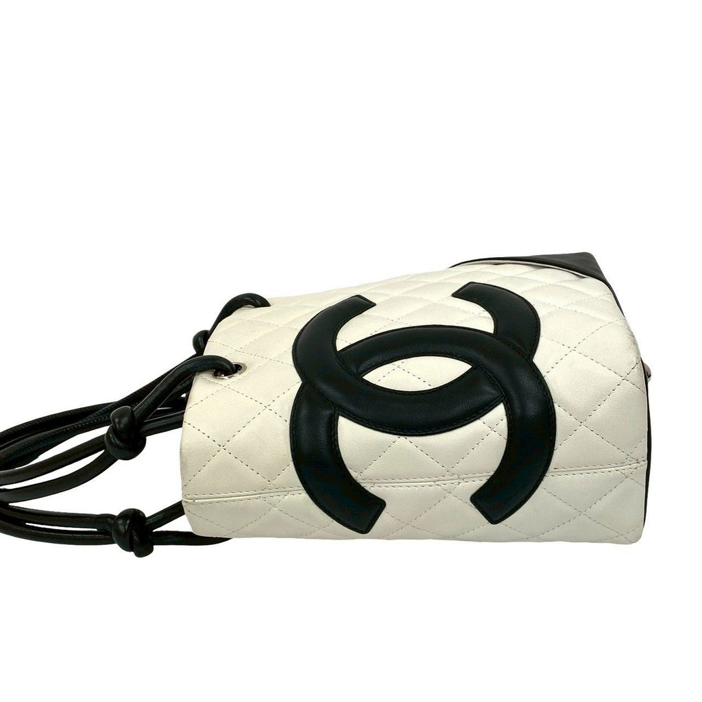 Chanel Card with Cambon Line Small Coco Leather Mini Handbag White Black — view 5