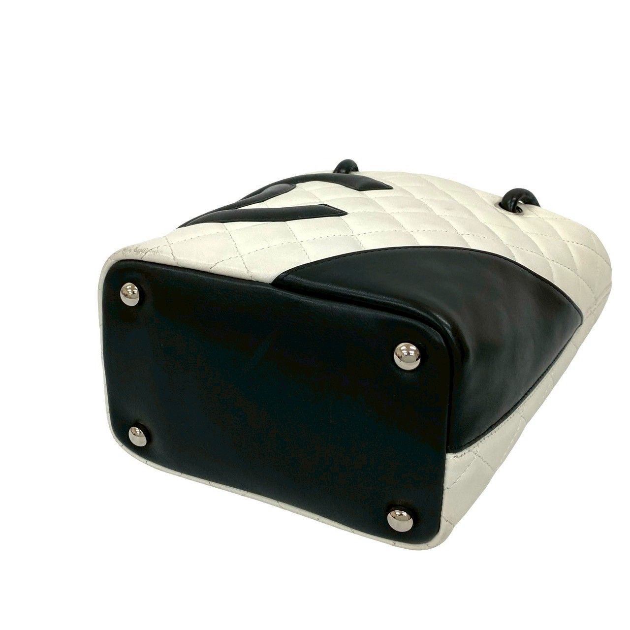 Chanel Card with Cambon Line Small Coco Leather Mini Handbag White Black — view 8