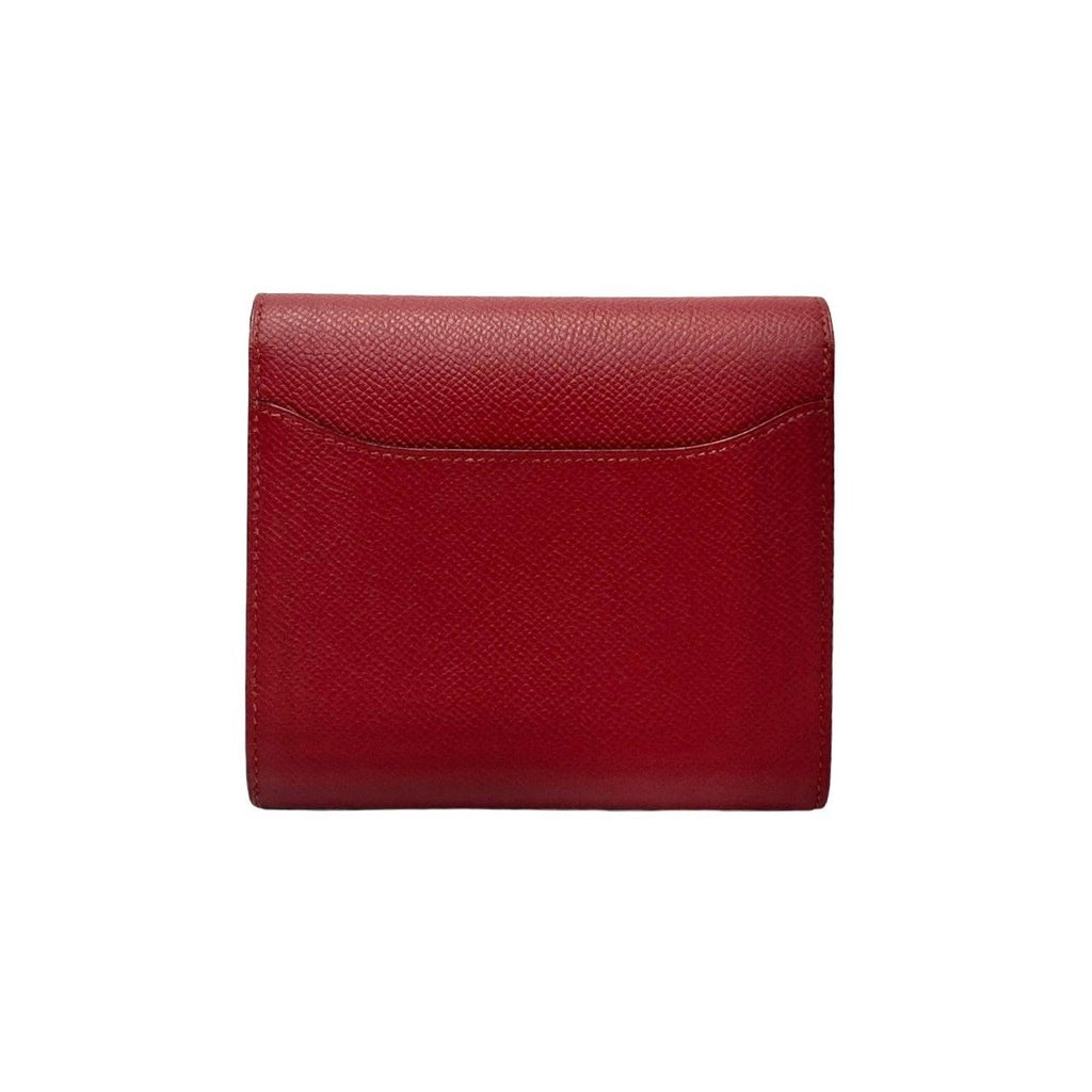 Hermes Box Constance Compact Leather Bifold Wallet Mini Rouge Grena — view 3
