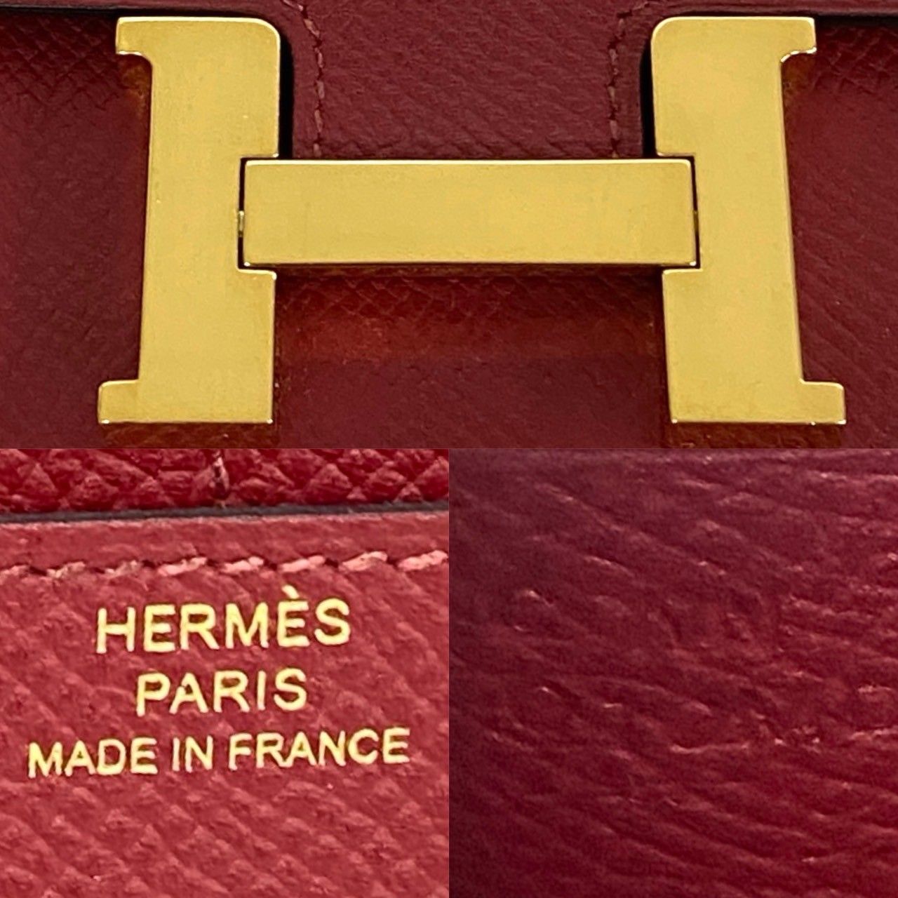 Hermes Box Constance Compact Leather Bifold Wallet Mini Rouge Grena — view 2