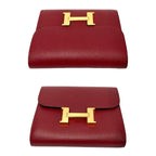 Hermes Box Constance Compact Leather Bifold Wallet Mini Rouge Grena — view 5
