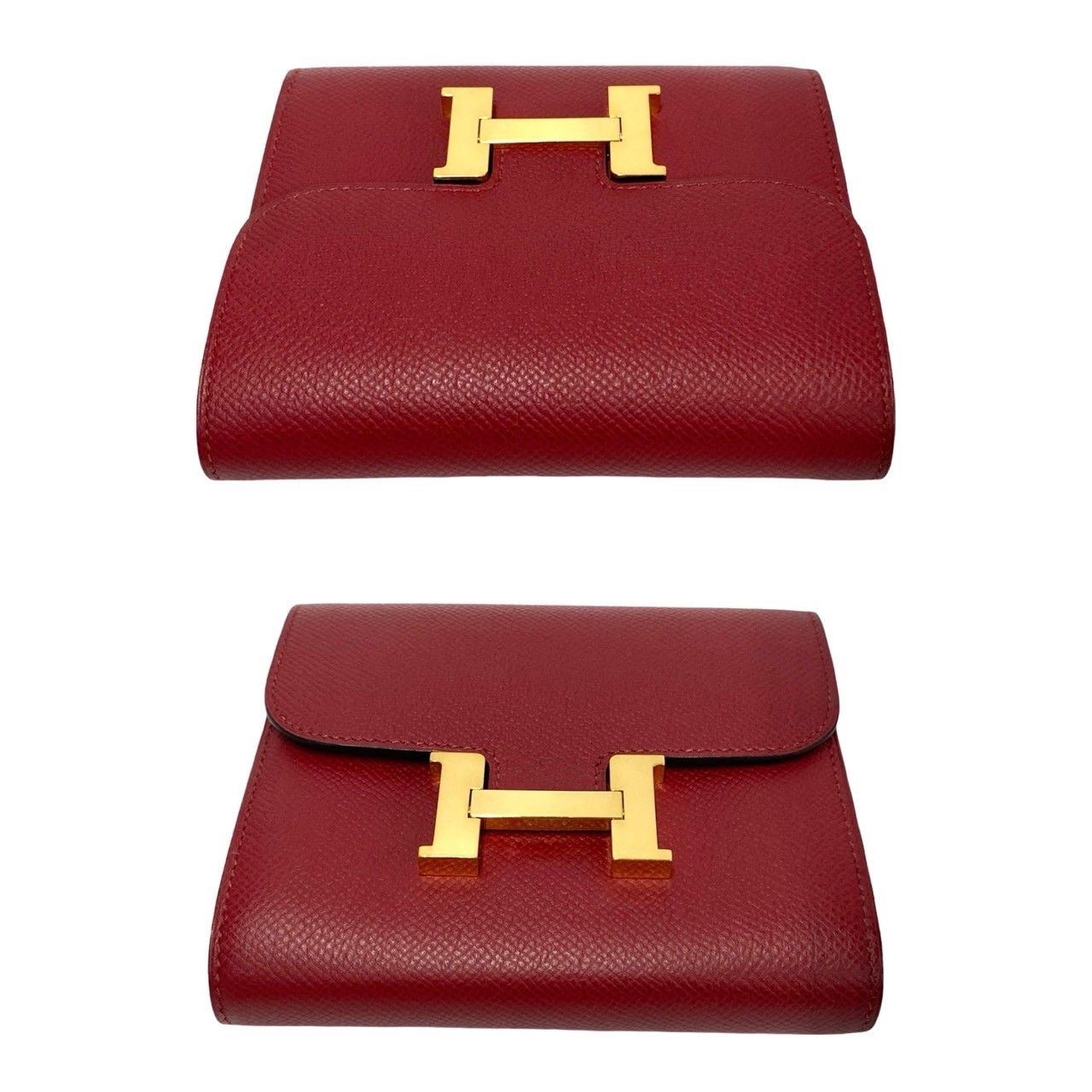 Hermes Box Constance Compact Leather Bifold Wallet Mini Rouge Grena — view 5