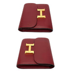 Hermes Box Constance Compact Leather Bifold Wallet Mini Rouge Grena — view 4