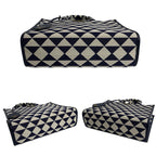 Prada Box Symbol Embroidery Fabric Small 2-Way Shoulder Bag Navy Blue — view 6