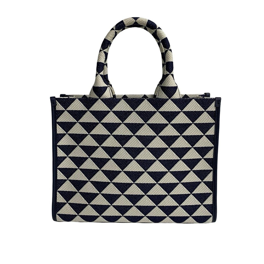 Prada Box Symbol Embroidery Fabric Small 2-Way Shoulder Bag Navy Blue — view 4