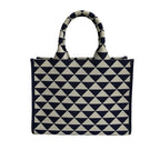 Prada Box Symbol Embroidery Fabric Small 2-Way Shoulder Bag Navy Blue — view 4