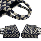 Prada Box Symbol Embroidery Fabric Small 2-Way Shoulder Bag Navy Blue — view 5