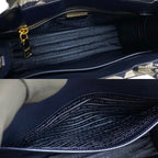 Prada Box Symbol Embroidery Fabric Small 2-Way Shoulder Bag Navy Blue — view 8