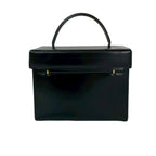Celine Vintage Carriage Calf Leather Handbag Vanity Bag Makeup Box Black — view 3