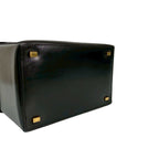 Celine Vintage Carriage Calf Leather Handbag Vanity Bag Makeup Box Black — view 7