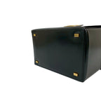 Celine Vintage Carriage Calf Leather Handbag Vanity Bag Makeup Box Black — view 8