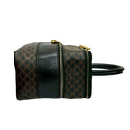 Celine Vintage Macadam Blason Pattern Leather Handbag Vanity Makeup Box Black — view 6