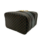 Celine Vintage Macadam Blason Pattern Leather Handbag Vanity Makeup Box Black — view 8