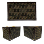 Fendi Zucca FF Pattern Canvas Leather Handbag Vanity Bag Makeup Box Brown — view 5