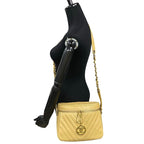 Chanel Card with Stitch CC Logo Caviar Leather Chain Shoulder Bag Beige — view 2