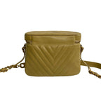 Chanel Card with Stitch CC Logo Caviar Leather Chain Shoulder Bag Beige — view 4