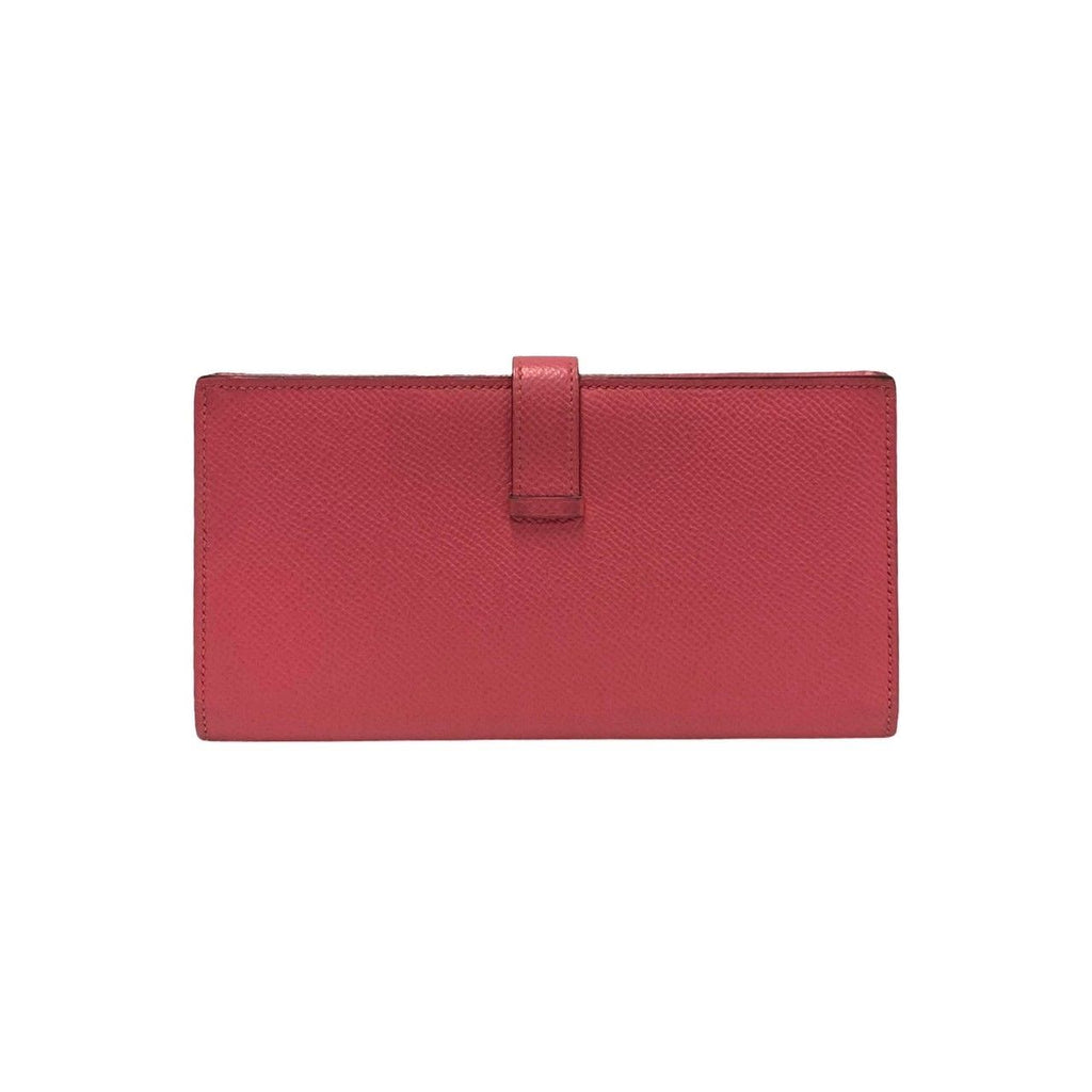 Hermes Bearn Souffle Veau Epsom Bifold Wallet Bill Purse Coin Pink — view 3