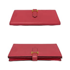 Hermes Bearn Souffle Veau Epsom Bifold Wallet Bill Purse Coin Pink — view 5