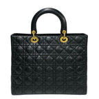Dior Lady Cannage Stitch Leather Handbag Mini Tote Black — view 4