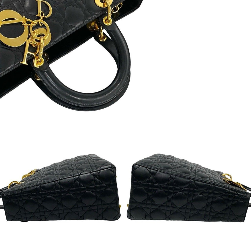 Dior Lady Cannage Stitch Leather Handbag Mini Tote Black — view 5
