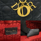 Dior Lady Cannage Stitch Leather Handbag Mini Tote Black — view 3