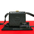 Chanel Card Stitch Coco Lambskin Leather Shoulder Bag Pochette Black