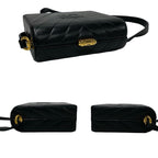 Chanel Card Stitch Coco Lambskin Leather Shoulder Bag Pochette Black — view 5