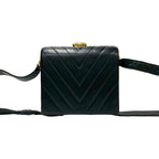 Chanel Card Stitch Coco Lambskin Leather Shoulder Bag Pochette Black — view 4