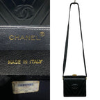 Chanel Card Stitch Coco Lambskin Leather Shoulder Bag Pochette Black — view 3