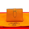 Hermes Bearn Compact Chevre Leather Bifold Wallet Mini Orange