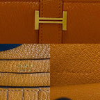 Hermes Bearn Compact Chevre Leather Bifold Wallet Mini Orange — view 2