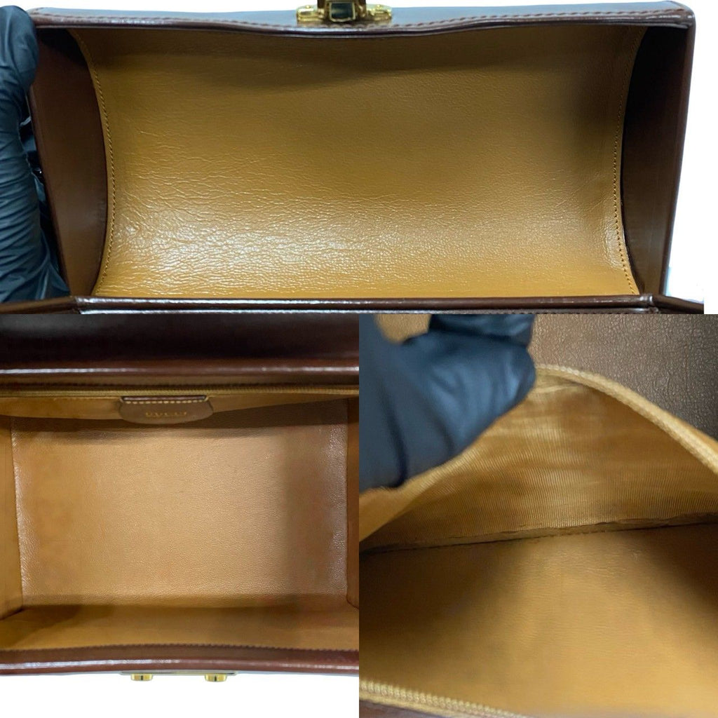 Gucci Vintage Ladylock Leather Handbag Mini Tote Brown — view 8