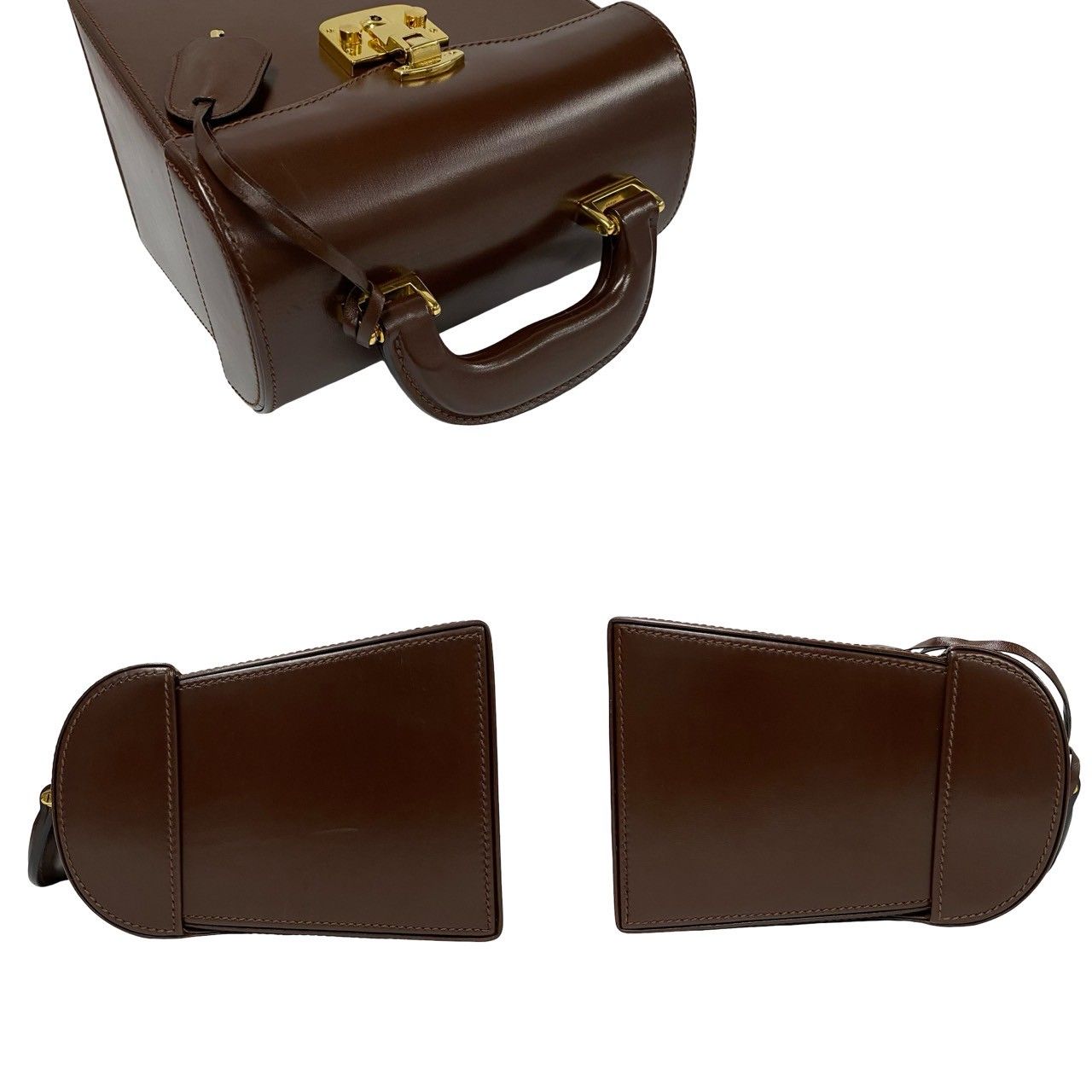 Gucci Vintage Ladylock Leather Handbag Mini Tote Brown — view 5