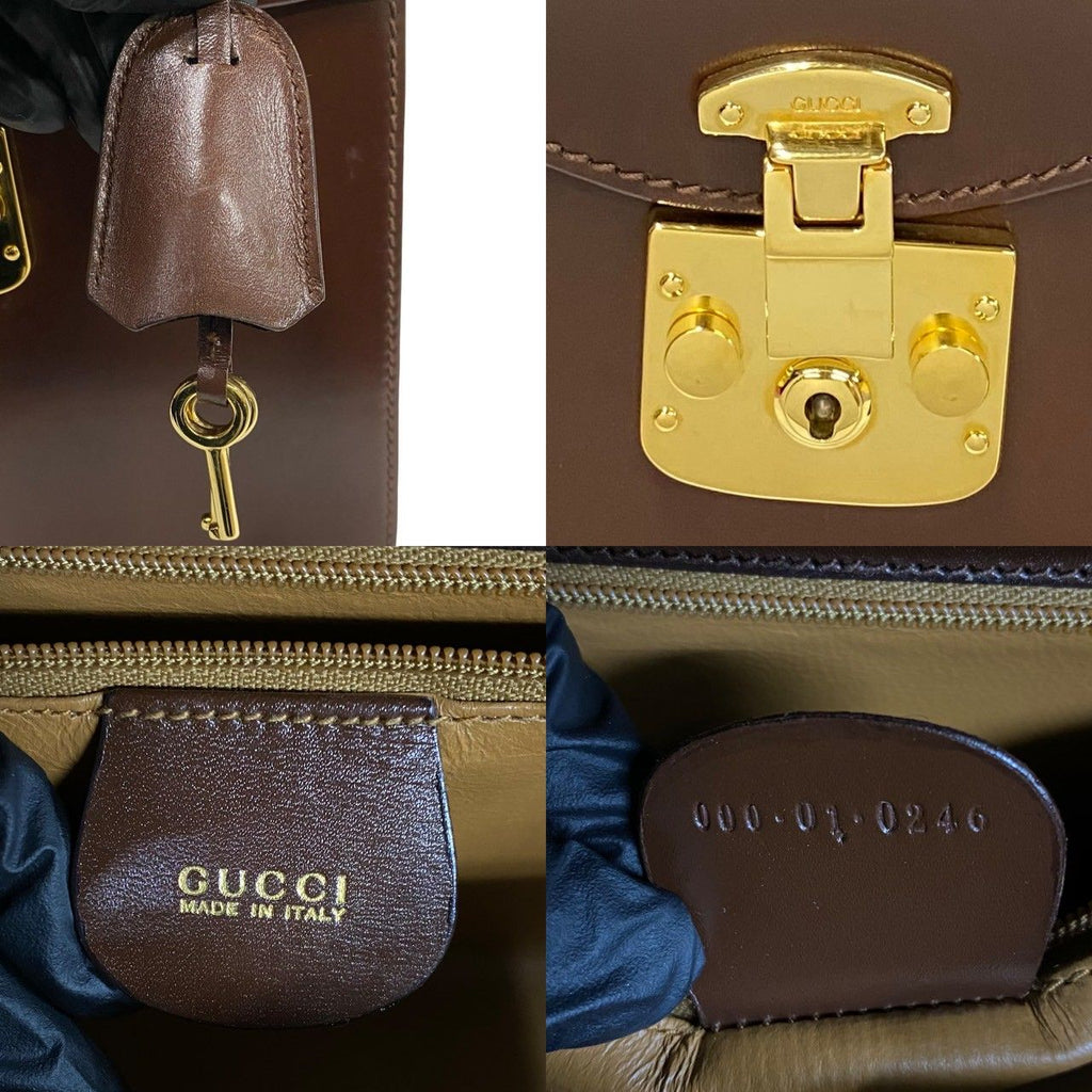 Gucci Vintage Ladylock Leather Handbag Mini Tote Brown — view 3