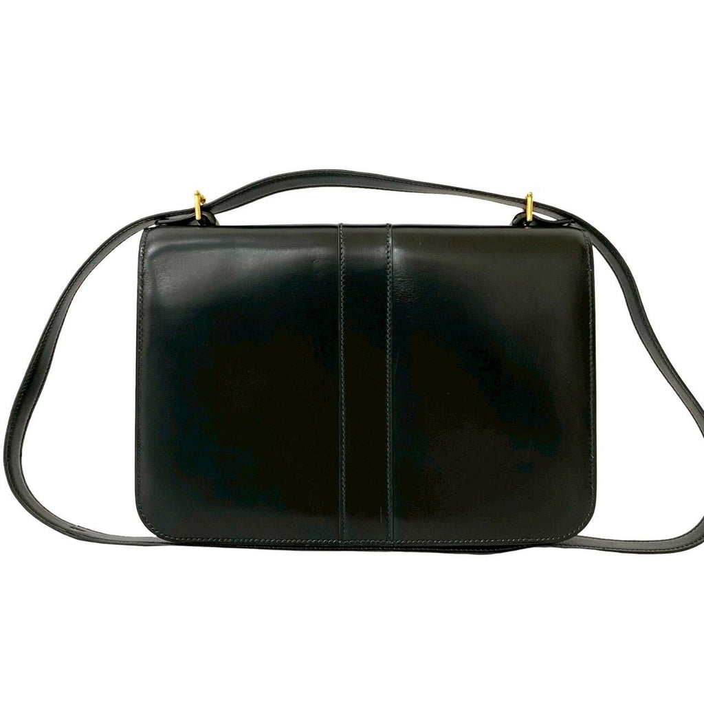 Hermes Vintage Sologne Box Calf Leather Shoulder Bag Pochette Black — view 3