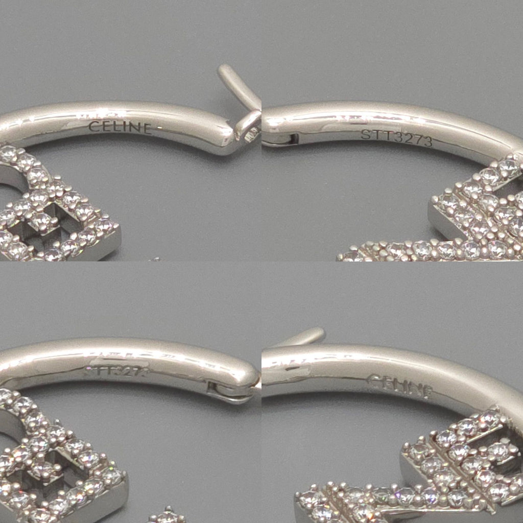 Celine Monochrome Strass Hoop Earrings Logo Crystal Rhodium Finish Brass Box — view 6