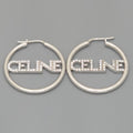 Celine Monochrome Strass Hoop Earrings Logo Crystal Rhodium Finish Brass Box