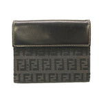 Fendi Bifold Wallet Zucca Pattern Khaki Black Leather