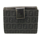 Fendi Bifold Wallet Zucca Pattern Khaki Black Leather — view 2