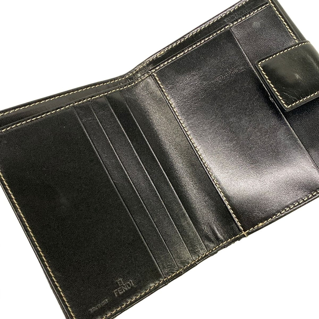 Fendi Bifold Wallet Zucca Pattern Khaki Black Leather — view 3