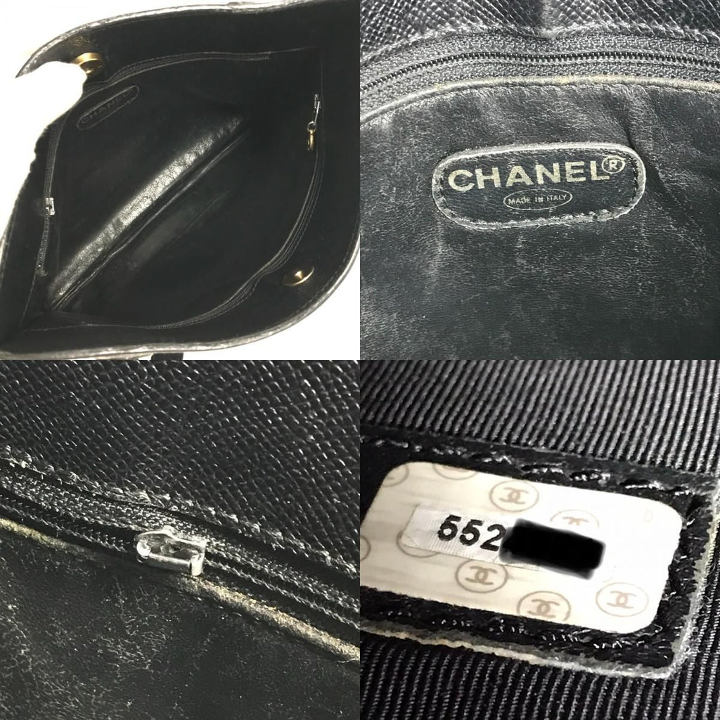 Chanel Tote Logo Caviar Leather Black — view 8
