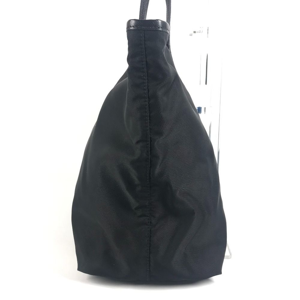 Prada Tote Kaietron Pull Belt Logo Stripe Leather Nylon Black — view 4