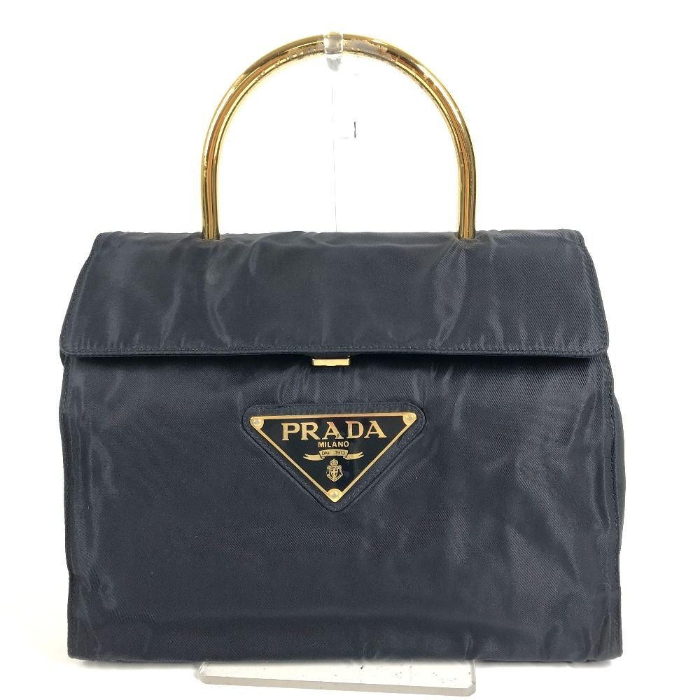 Prada Handbag Triangle Logo Nylon Navy