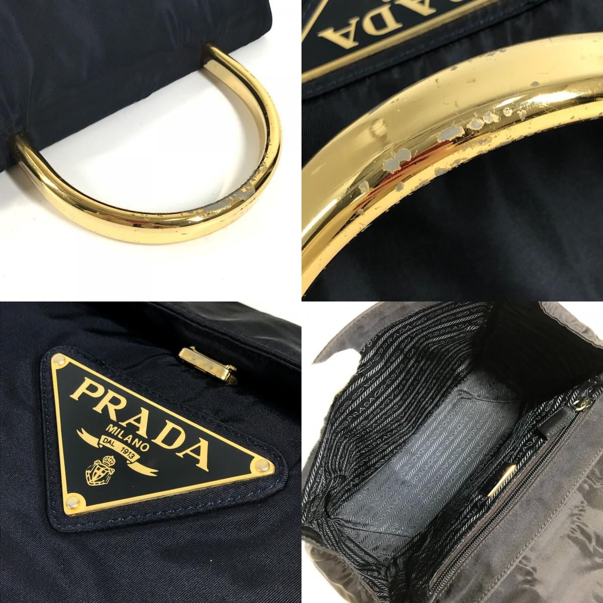 Prada Handbag Triangle Logo Nylon Navy — view 8
