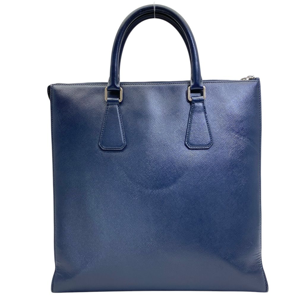 Prada Business Tote Triangle Logo Saffiano Leather Navy Capacity Easy to Use — view 2