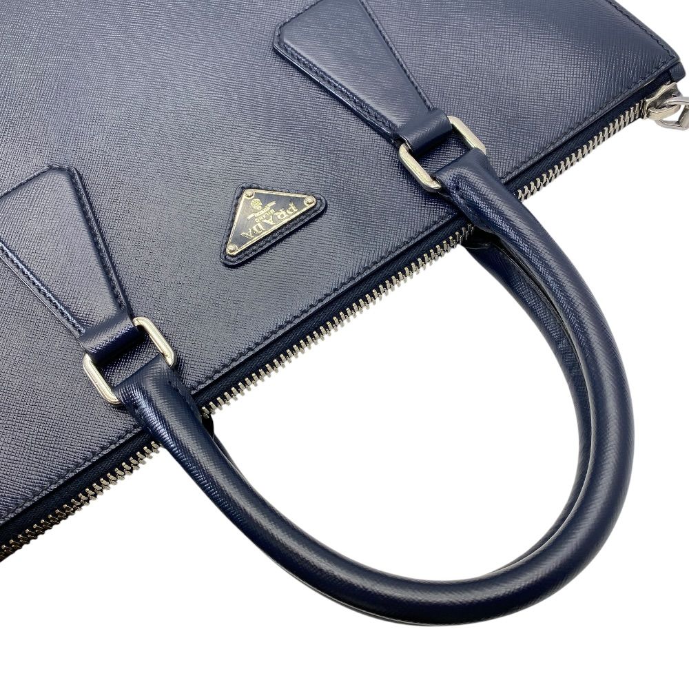 Prada Business Tote Triangle Logo Saffiano Leather Navy Capacity Easy to Use — view 6