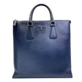 Prada Business Tote Triangle Logo Saffiano Leather Navy Capacity Easy to Use