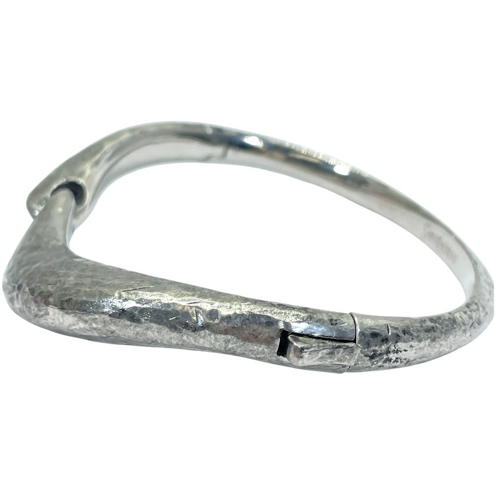 Saint Laurent Silver Bangle Bracelet Logo Simple Daily Use — view 4