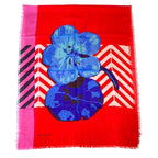 Dior Scarf Shawl Large Flower Red Cashmere Coordination Arrangement Neck Cover — view 8
