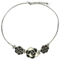Chanel Camellia Choker Necklace Silver Simple Daily Use